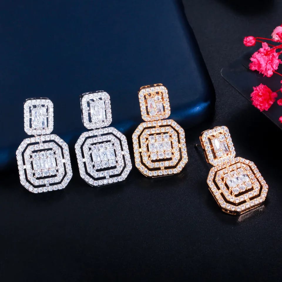 Zirconia Square Earrings
