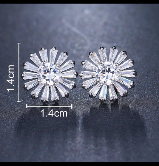 Crystal Flower Earrings in Silver and Rose Gold Tones