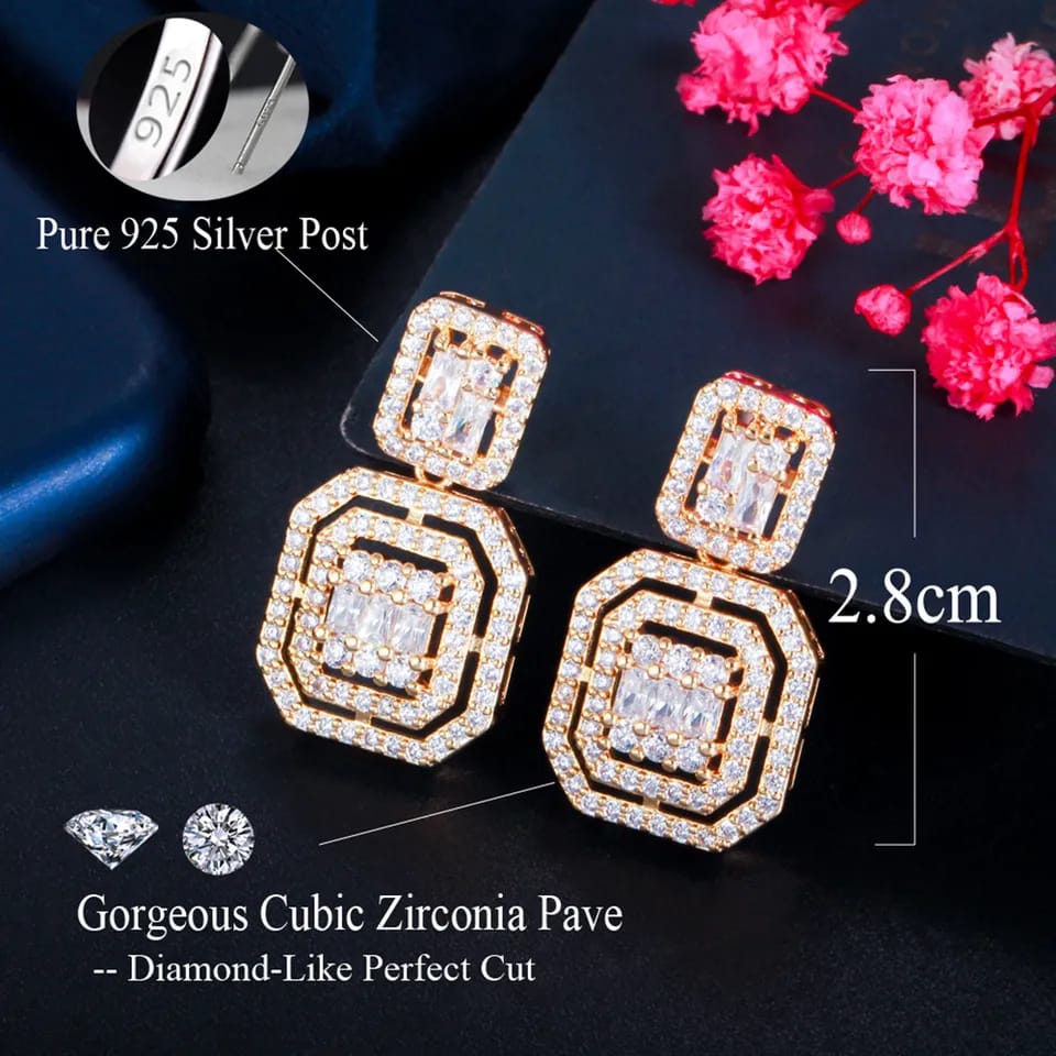 Zirconia Square Earrings