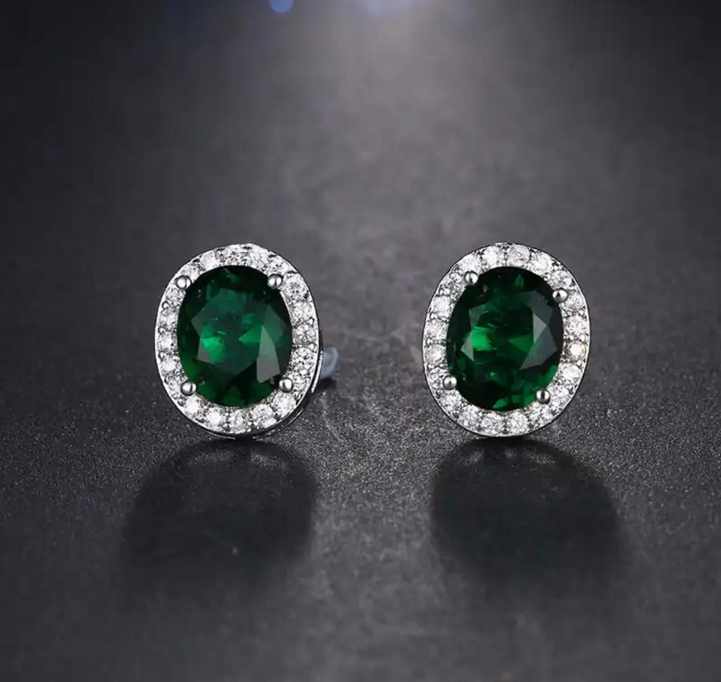 Round Emerald Earrings