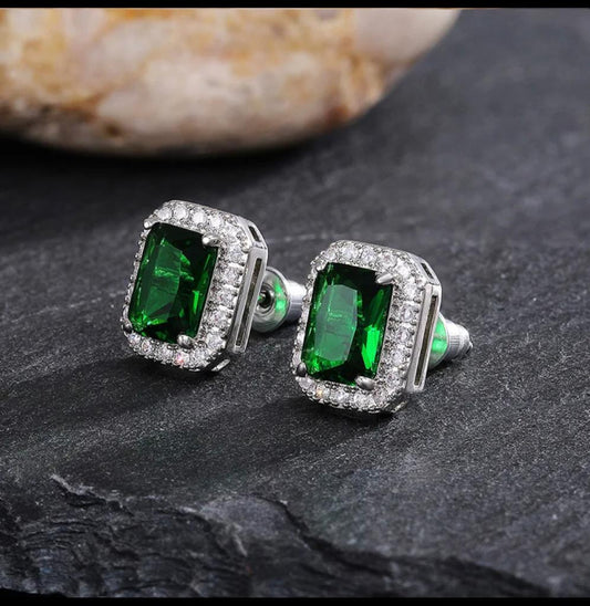 Rectangular Emerald Earrings