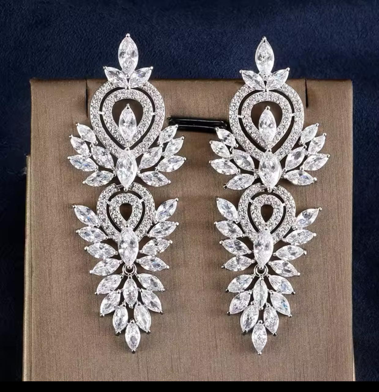 Long silver earrings