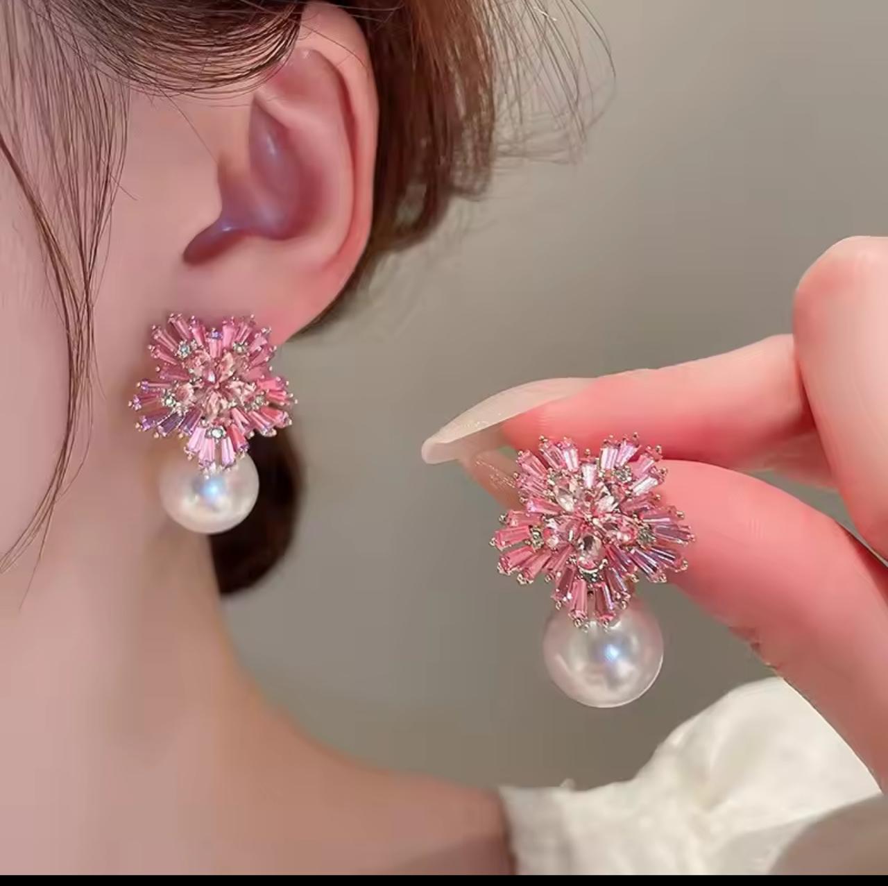Pearl Drop Studs Pink