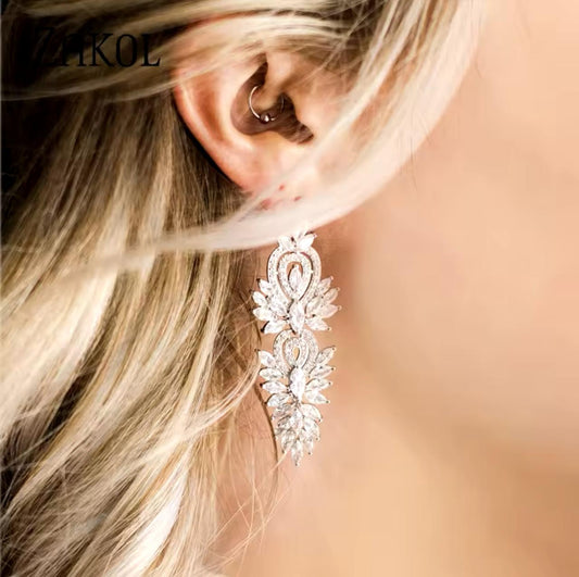 Long silver earrings