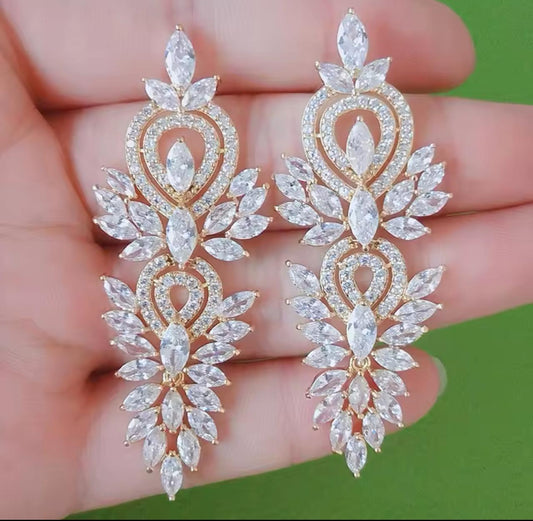 Long rose gold earrings