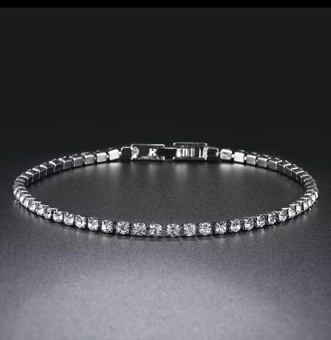 18K White Gold Plated Tennis Bracelet