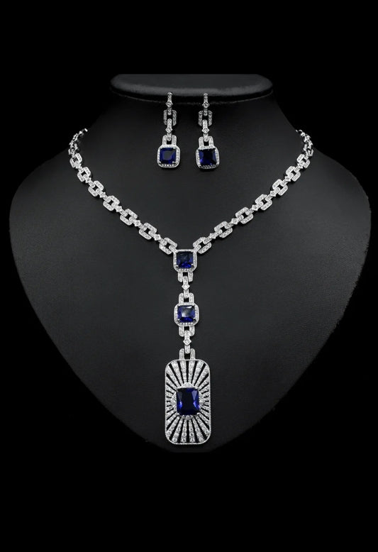 Emerald blue Swarvoski Necklace Set