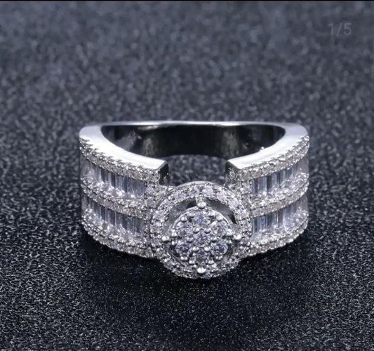 12 - 925 Sterling Silver Ring with Encrypted Swarovski Crystals