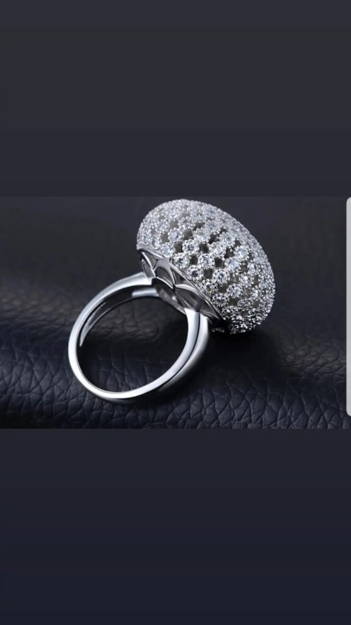 Clustered Cubic Zirconia Ring