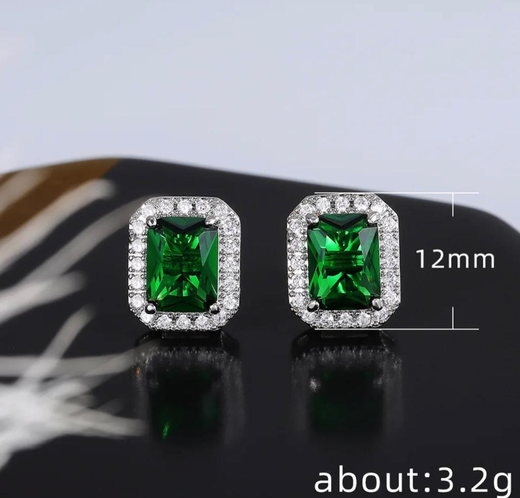 Rectangular Emerald Earrings