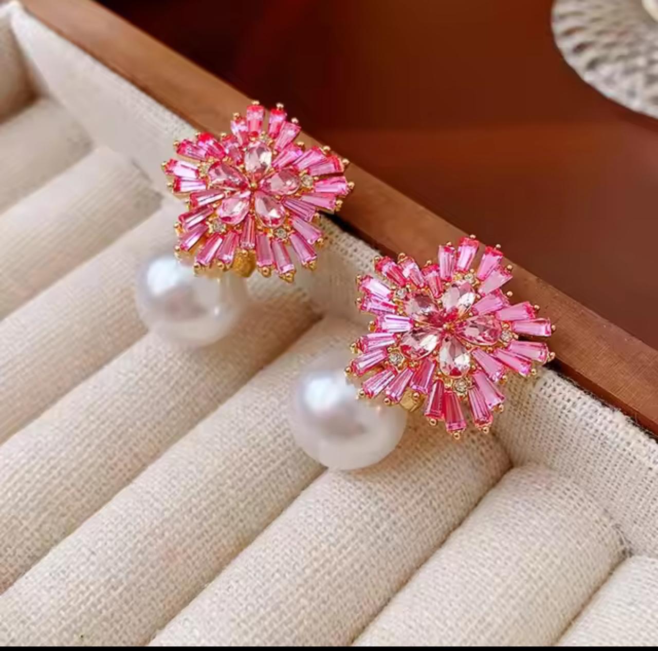 Pearl Drop Studs Pink