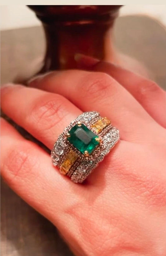 Pure silver Diamond cut ring