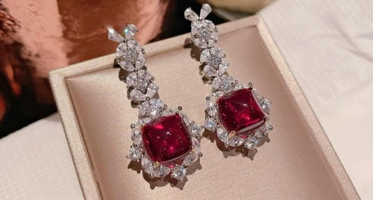 Dangling ruby earrings
